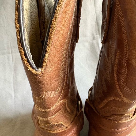 Lucky Boots Brown Leather Metal Ring Harness Western Cowboy Boots - Picture 11 of 14